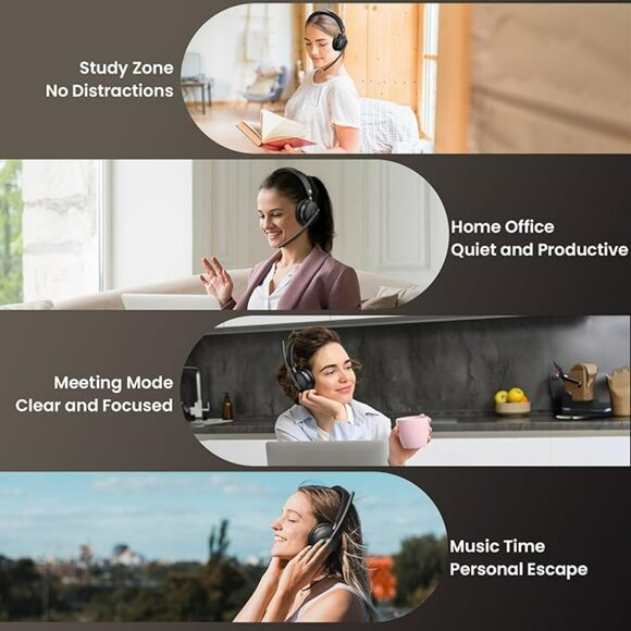 NEW Wireless Bluetooth 5.3 Headset with Mic & USB Dongle,AI Noise Cancelling - Picture 2 of 7